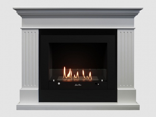 Каминный портал МДФ "Турин 1280" с биокамином Lux Fire "Фаер Бокс 3-25.5" (белый)