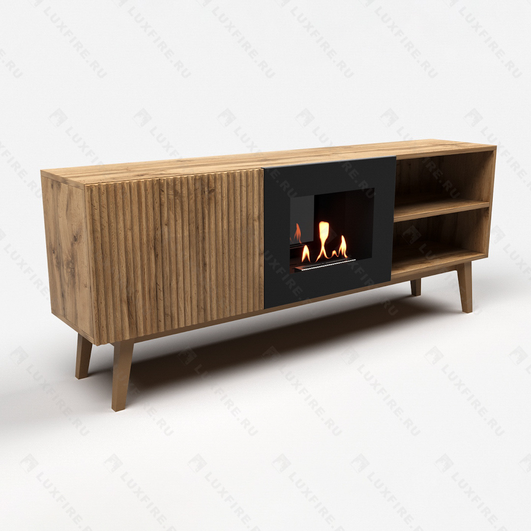 Тумба ТВ Lux Fire "Волга" напольная 1500, дуб вотан, с биокамином 500 по цене 67 603 руб.