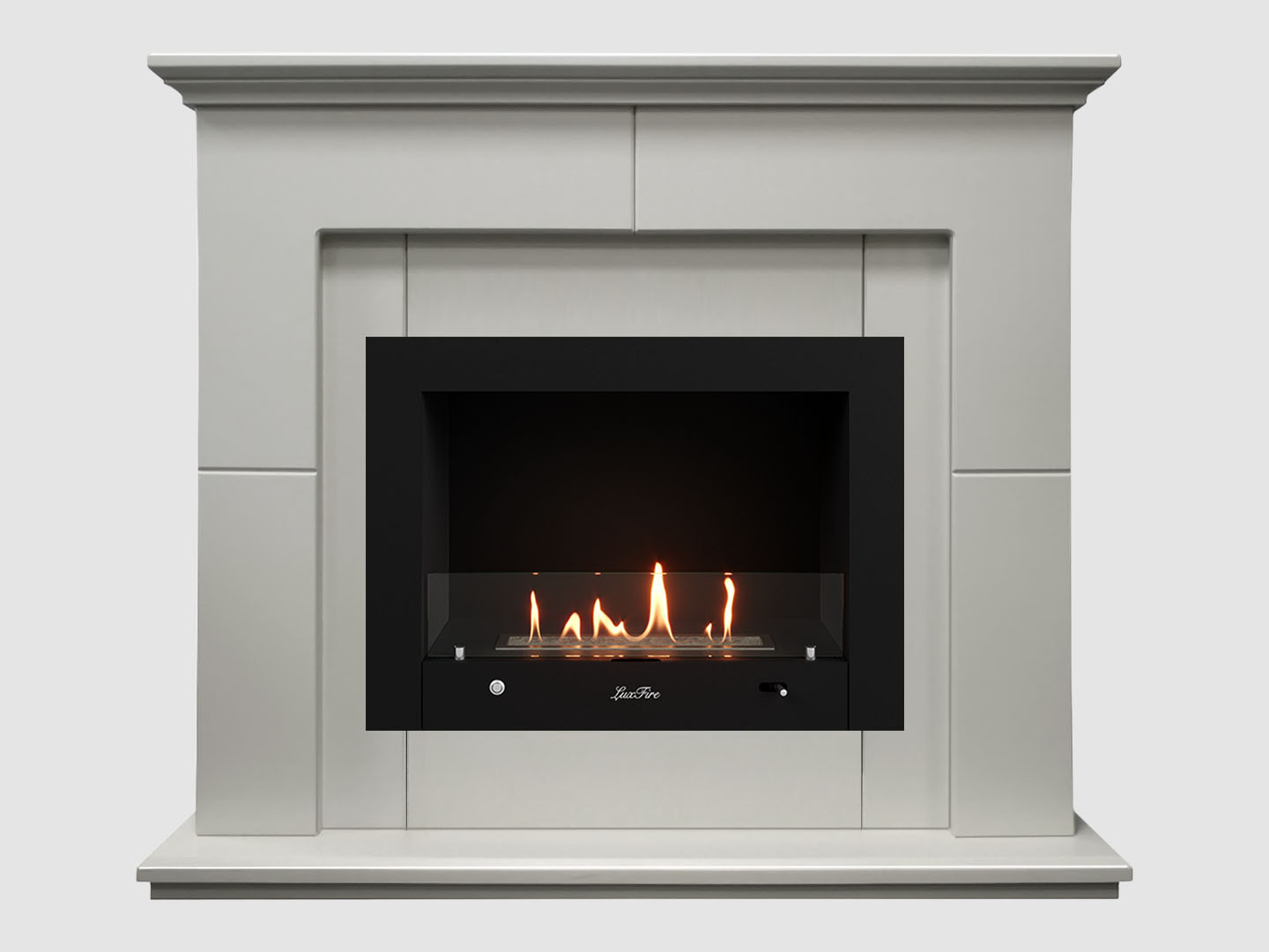 Каминный портал МДФ "Пьер 1200" с биокамином Lux Fire "Фаер Бокс 4-30" (белый) по цене 119 100 руб.