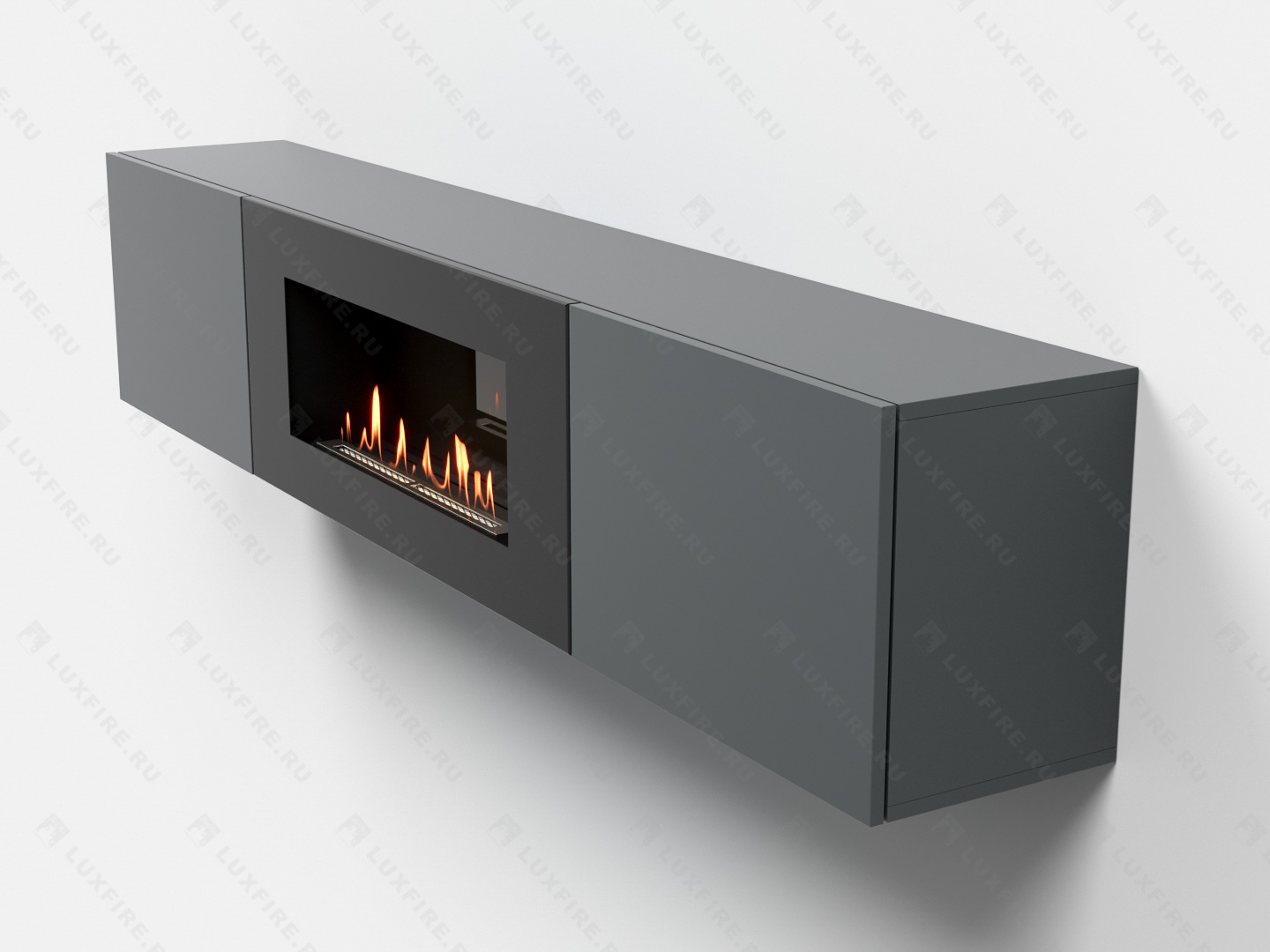 Тумба ТВ Lux Fire "Ладога" настенная 1800 матовая, графит с биокамином 900 по цене 89 397 руб.