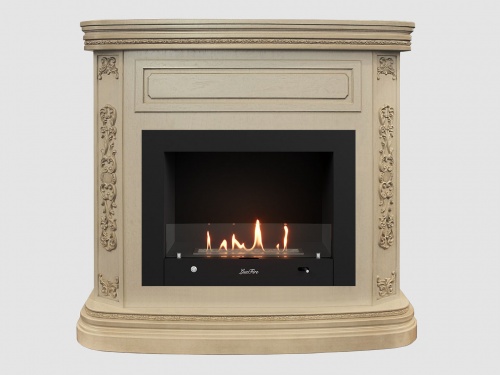 Каминный портал МДФ "Белла 1200" с биокамином Lux Fire "Фаер Бокс 4-30" (бежевый)