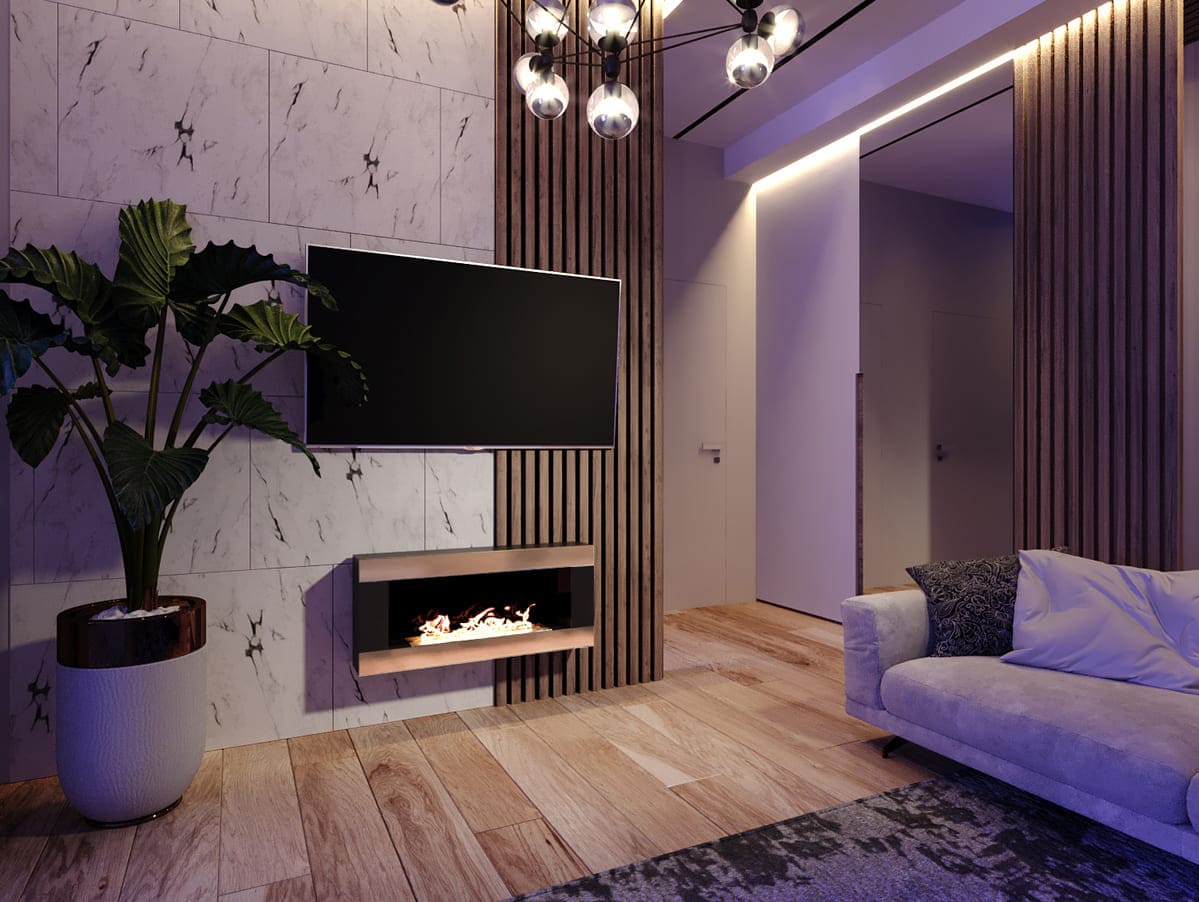 Биокамин "Русский огонь" Голд 900N настенный с декоративным стеклом (стемалитом) по цене 41 650 руб.