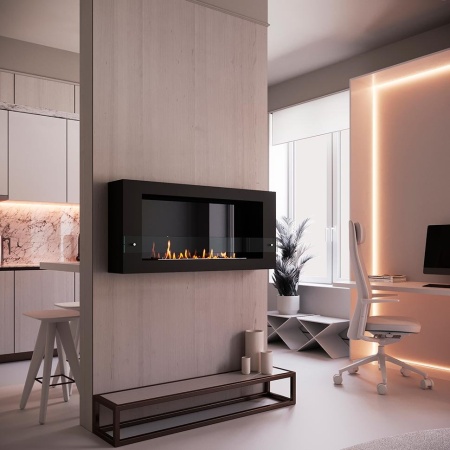 Биокамин SteelHeat WALL  LONG 1200 черный, стекло, стемалит по цене 59 640 руб.